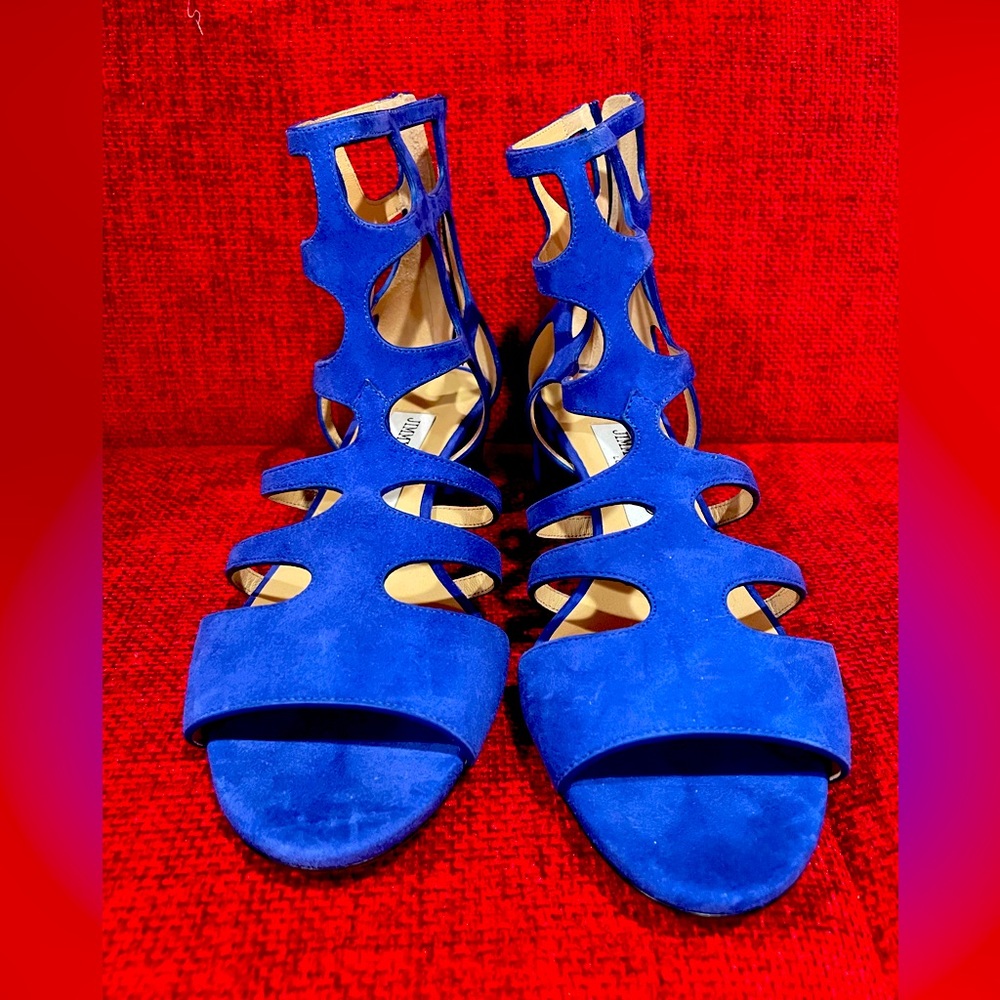 Jimmy Choo blue suede gladiator sandals.  Size 7.5. Never worn. NWOT